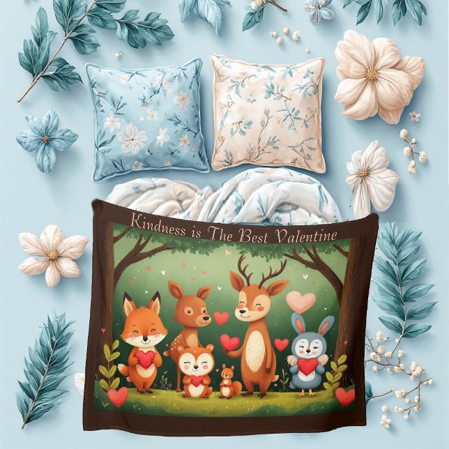 Couverture Polaire Kindness Best Valentine Woodland Animals Nursery  (Kindness Best Valentine Woodland Animals Nursery Fleece Blanket)
