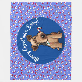 Couverture Polaire KiniArt Welsh Terrier Blanche polaire de Noël
