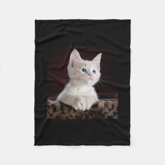 Couverture Polaire Kitten mignon animal de compagnie visage yeux Kitt (Devant)