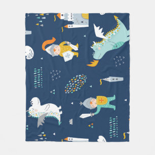 Couverture Polaire Knight Dragon Castle Motif enfant