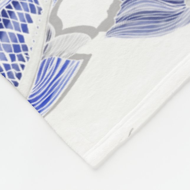 Couverture Polaire Koi bleu et blanc (Coin)