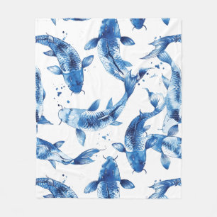 Couverture Polaire Koi indigo shibori