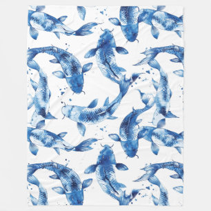 Couverture Polaire Koi indigo shibori