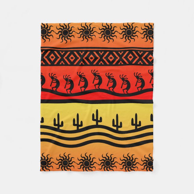 Couverture Polaire Kokopelli Aztec Tribal Desert Southwestern Design (Devant)