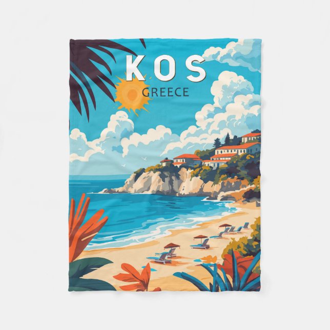 Couverture Polaire Kos Grèce Travel Art Vintage (Devant)