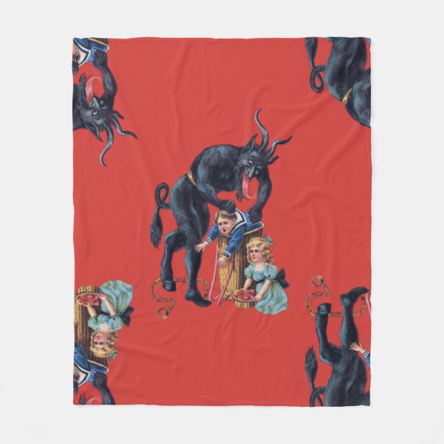 Couverture Polaire krampus de Noël antique rouge (Devant)