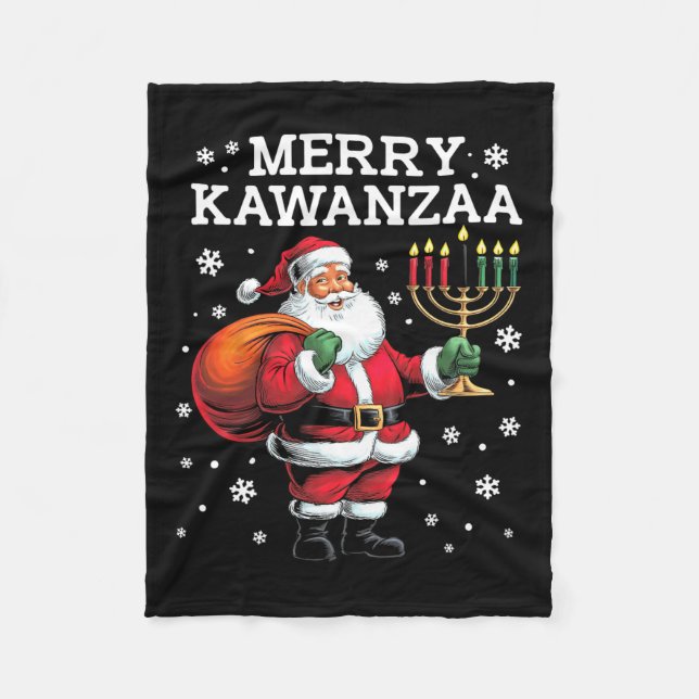 Couverture Polaire Kwanzaa Père Noël Sept Bougies Afro-Africain-Améri (Devant)
