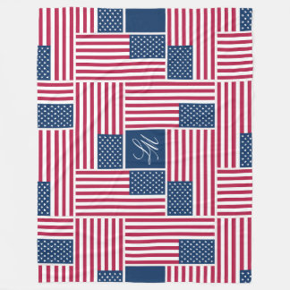 Couverture Polaire L Monogramme Drapeau Américain Patriotique America