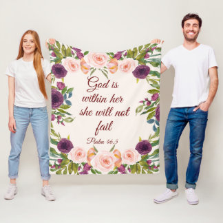 Couverture Polaire La Bible Florale Rose Vive Verse Dieu En Elle