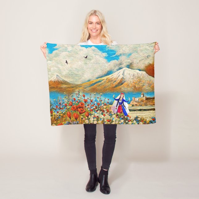 Couverture Polaire La Blanche Fleece Flower, Petite (En situation)