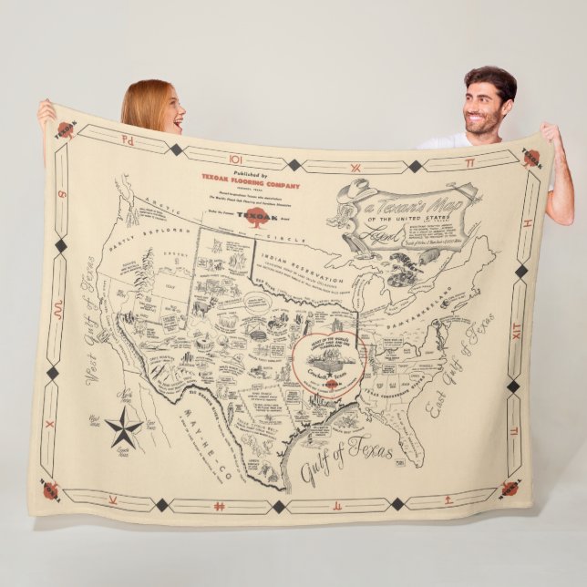 Couverture Polaire La carte d'un Texan des Etats-Unis (du Texas) (En situation)