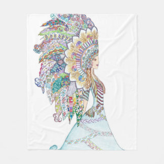 Couverture Polaire La coiffe de la fille de Natif américain