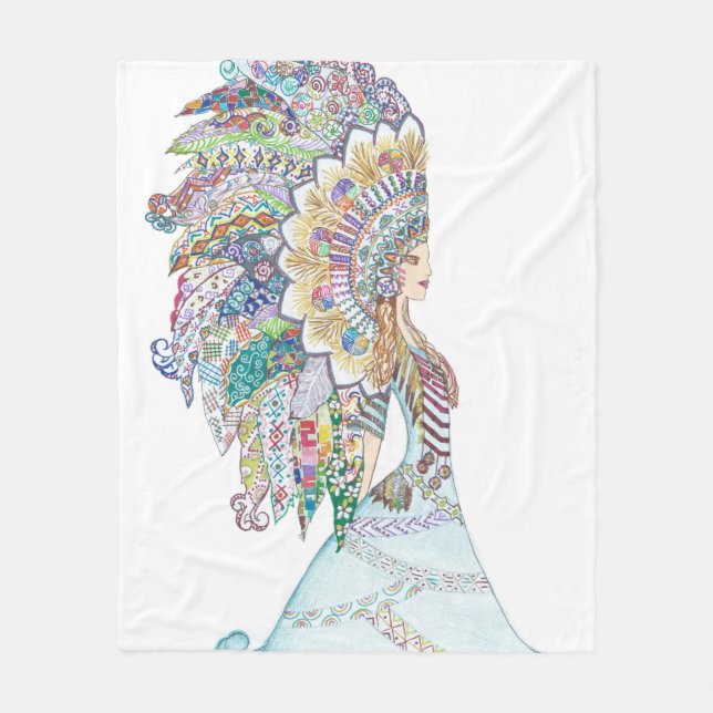 Couverture Polaire La coiffe de la fille de Natif américain (Devant)