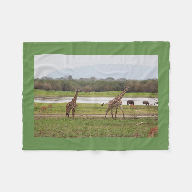Couverture Polaire La girafe jumelle mignon personnalisent des (Devant (Horizontal))