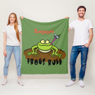 Couverture Polaire La grenouille règle drôle dessin de grenouille ver