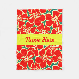 Couverture Polaire La ketmie rouge fleurit le décor hawaïen tropica