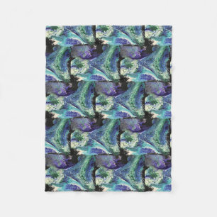 Couverture Polaire La Laguna #1 peinture en bleu, turquoise, carte pr