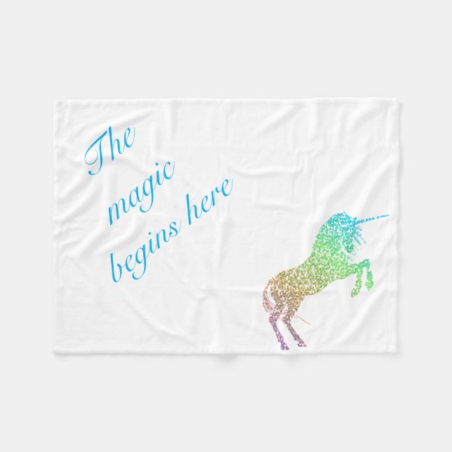 Couverture Polaire La Magie Commence Ici Unicorne (Devant (Horizontal))