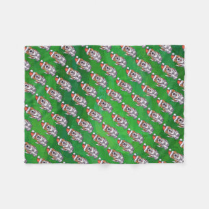 Couverture Polaire La mignonne St Bernard en Motif Casquette sur Vert