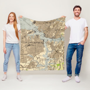 Couverture Polaire La Norfolk vintage et Portsmouth la Virginie Map