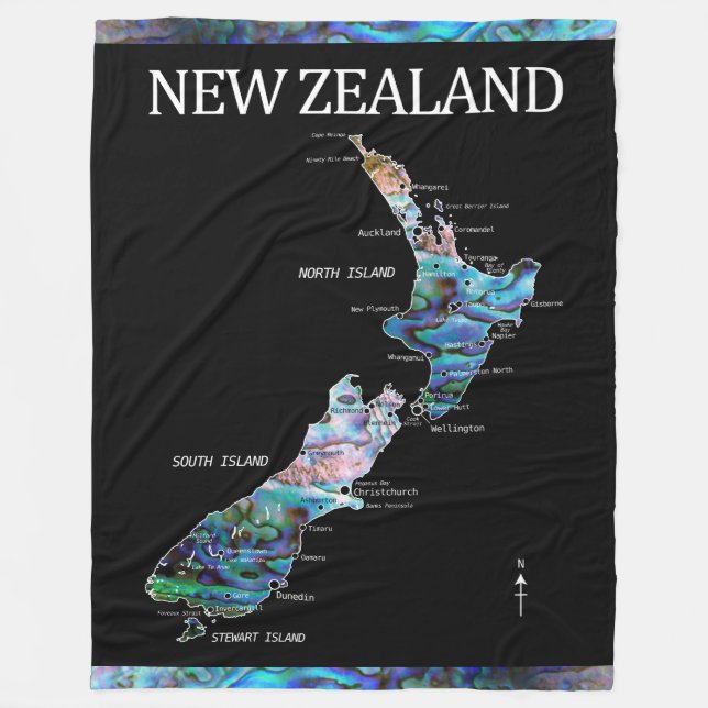 COUVERTURE POLAIRE LA NOUVELLE ZÉLANDE CARTE PAUA JETTE BLANKET (Devant)