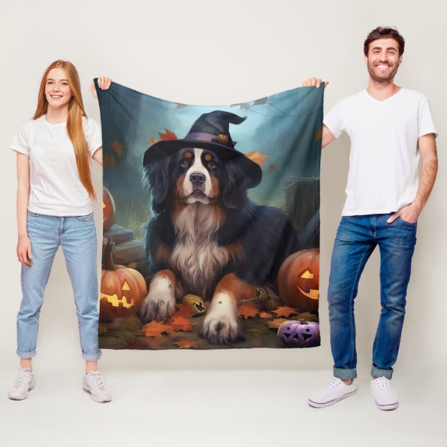 Couverture Polaire La peur de l'Halloween Citrouille bernoise (En situation)