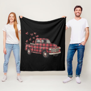 Couverture Polaire La Saint-Valentin Camion Drôle Buffalo Plaid Léopa