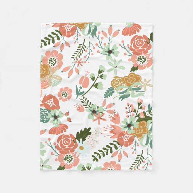 Couverture Polaire La toile de jute fleurit floral botanique (Devant)