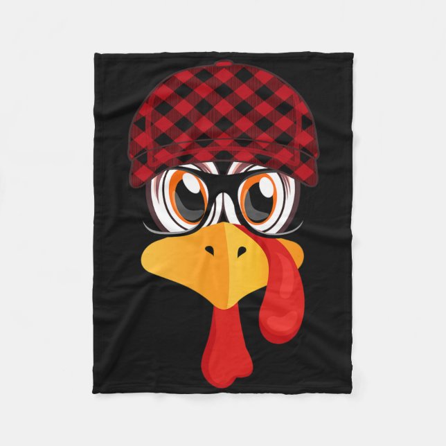 Couverture Polaire La Turquie De Thanksgiving Face Avec Le Casquette  (Devant)