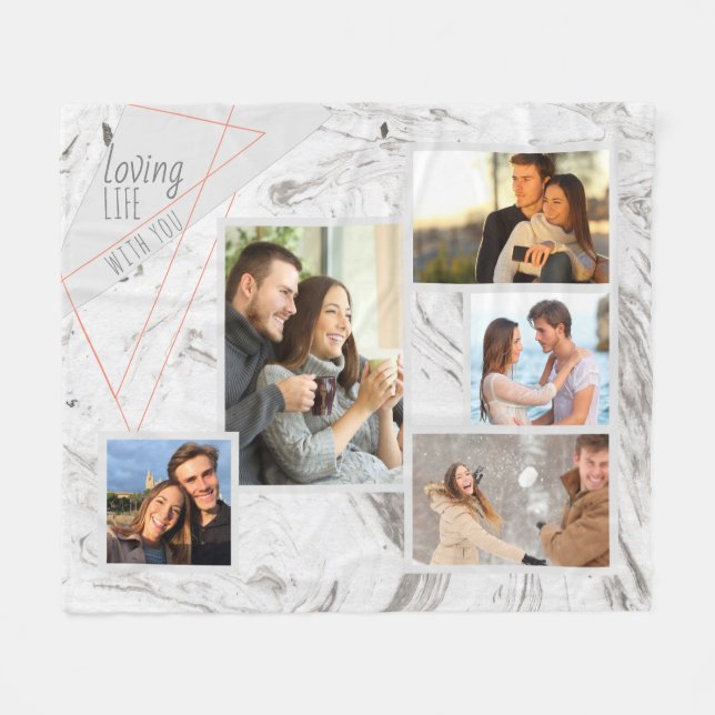 Couverture Polaire La vie affectueuse avec vous marbre de gris de (Devant (Horizontal))