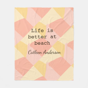 Couverture Polaire La vie est meilleure à la plage jaune orange bohèm