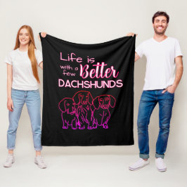 Couverture Polaire La vie est meilleure avec Dachshunds néon rose doo