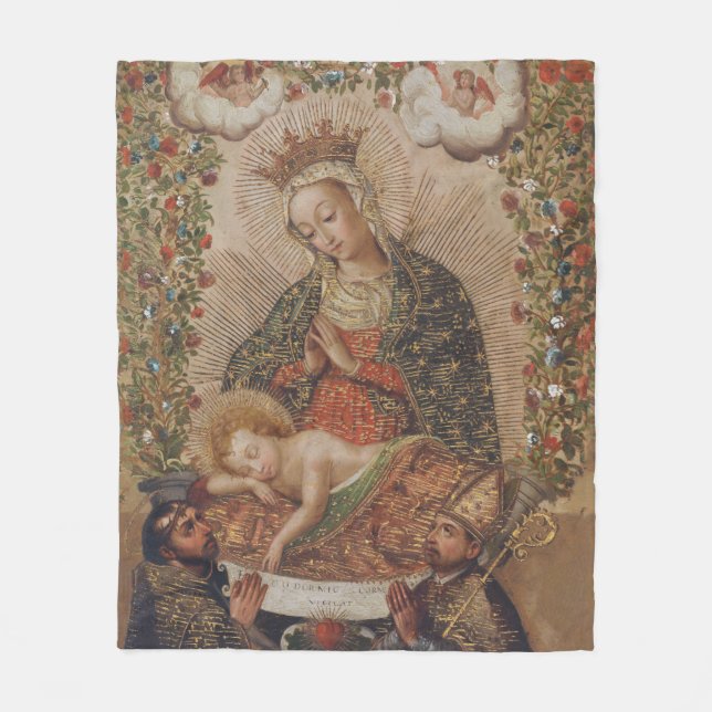 Couverture Polaire La Vierge adorant le Christ Enfant Noël (Devant)