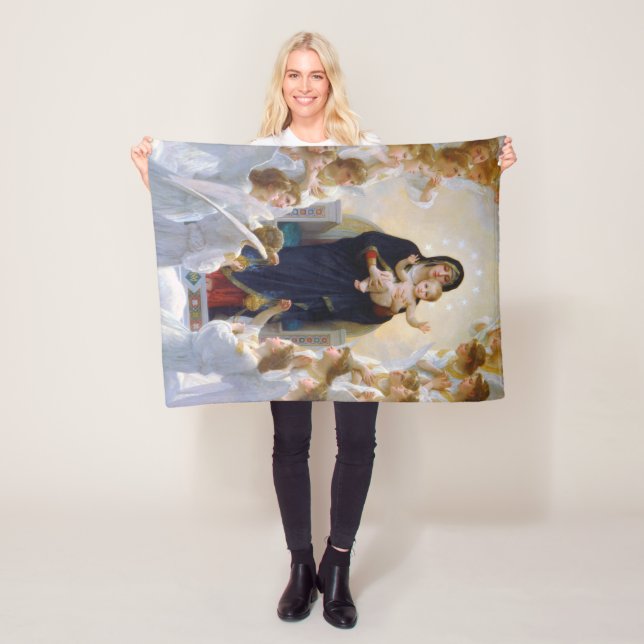 Couverture Polaire La Vierge aux Anges, Bouguereau (En situation)