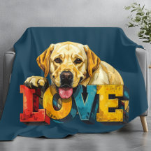 Lab Love Labrador Illustration Teal Blue Dog Lover