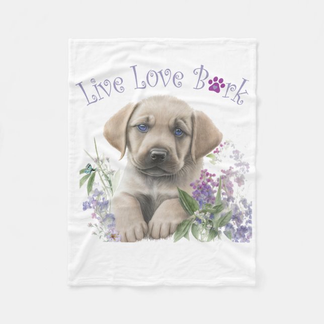 Couverture Polaire Labrador Chien Maman Floral (Devant)