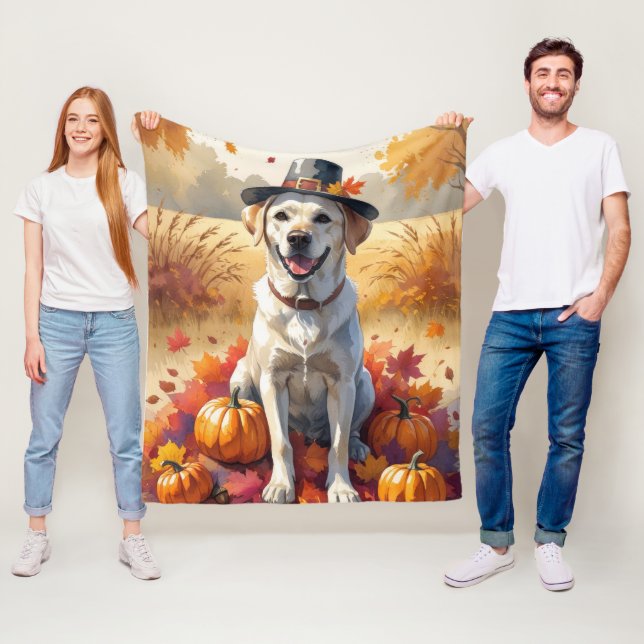 Couverture Polaire Labrador En Automne Feuille L'Art Thanksgiving (En situation)