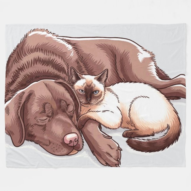 Couverture Polaire Labrador Retriever Chien Siamese Chat Ceinture de  (Devant (Horizontal))