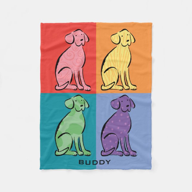 Couverture Polaire Labrador Retriever Dog Art Color Blocs Nom (Devant)
