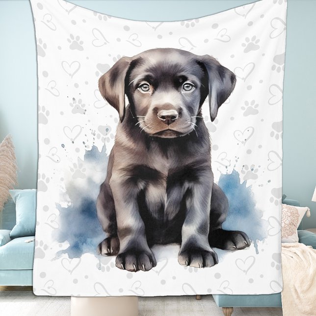 Couverture Polaire Labrador Retriever Empreinte de patte de chiot Amo (Créateur téléchargé)