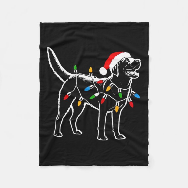 Couverture Polaire Labrador Retriever Santa Hat Noël lumières Noël (Devant)