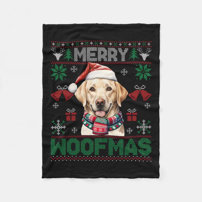 Couverture Polaire Labrador Retrivers Joyeux Noël Woofmas Chien Lo (Devant)