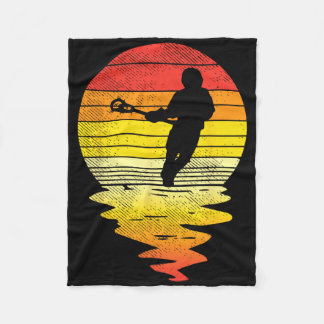 Couverture Polaire Lacrosse Coucher de soleil Retro Lax Joueur Coach