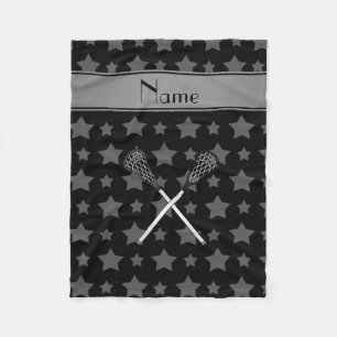 Couverture Polaire Lacrosse de nom personnalisée étoiles noires