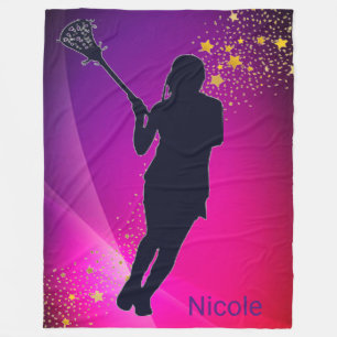 Couverture Polaire Lacrosse Gold Stars Purple Rose Fleece Blanche