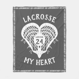 Couverture Polaire Lacrosse gris Mon Coeur Blanche polaire