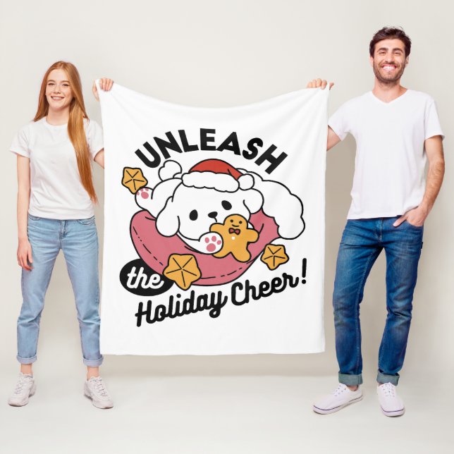 Couverture Polaire Laisser la joie des fêtes - Noël de chien mignon (En situation)