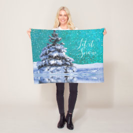 Couverture Polaire Laisser neiger hiver neige élégant blanc turquoise