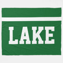 LAKE Blanc Texte Sport Gras Rayure sur Vert Forêt