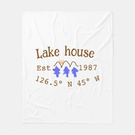 Couverture Polaire Lake house et. Date année coordonnées personnalisé